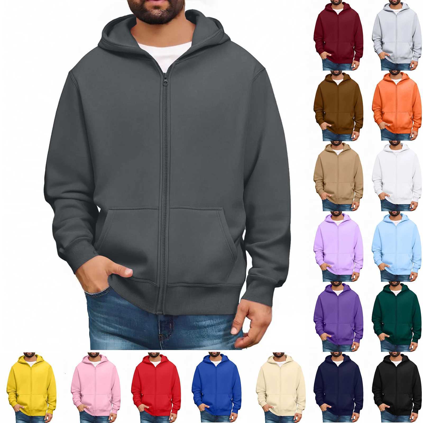 MenS Hooded Sweatshirt Solid Color Simple Jacket Hood Design Top Kangaroo Pockets Daily Wear All Seasons Basic Jacket Daily W251020