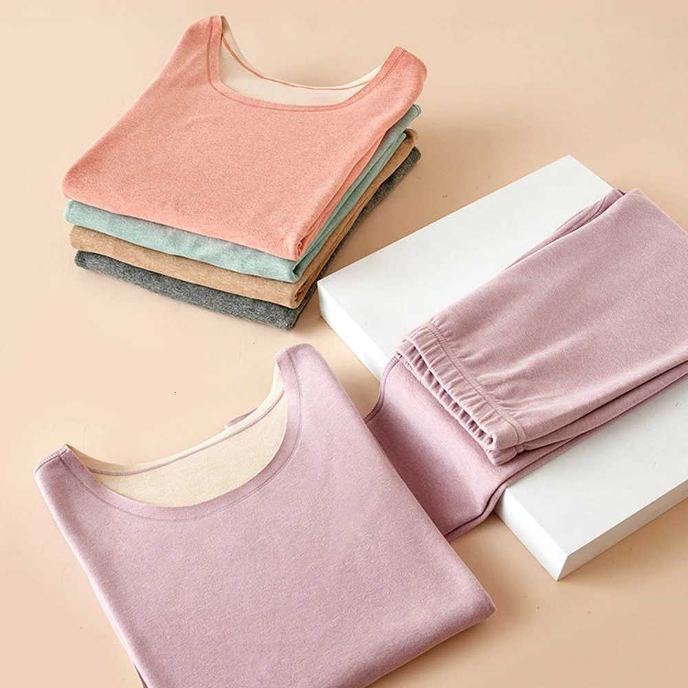 Womens Thermal Underwear Woman 2025 New Winter Clothing Lingerie Set Seamless Long Johns AB Surface Thermal Shirt Warm Pant SetT251020