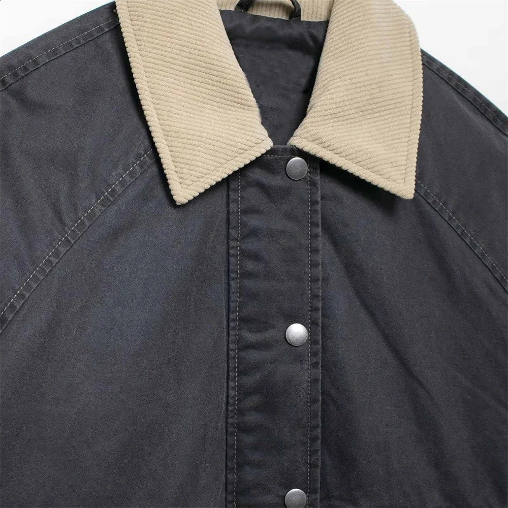 AutumnWinter Product Fashion Casual Womens Wear Simple Color Contrast Splicing Long Sleeve Zipper Jacket Coat 251106