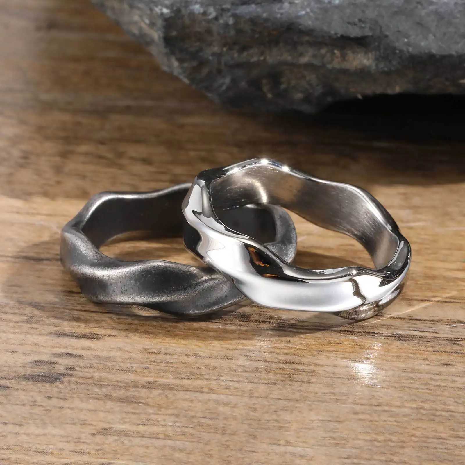 Vintage Simple Stainless Steel Mobius Ring Twist Pattern Wedding Engagement Jewelry J251020