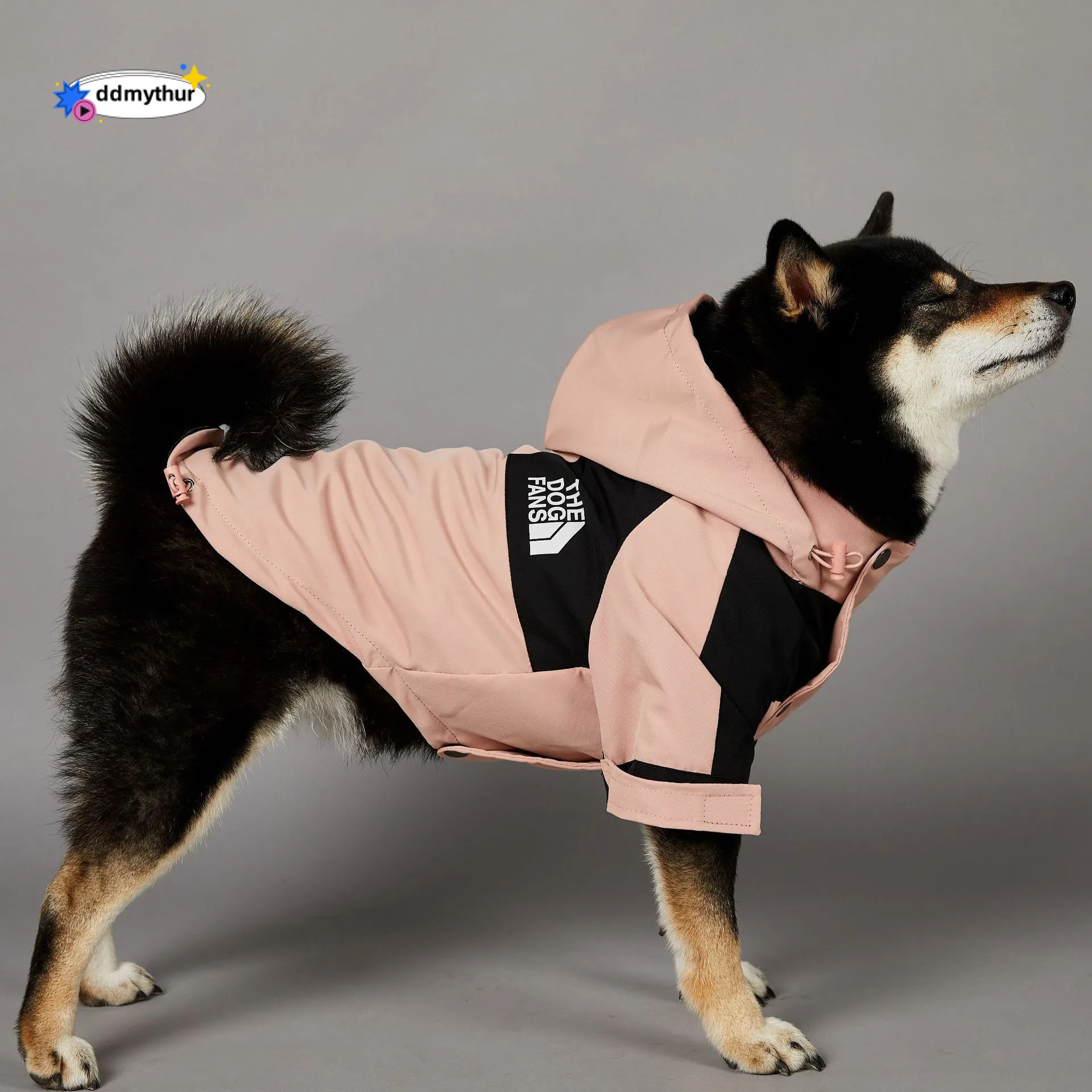 Outdoor Jacket, Warm Coat for Small to Large Dogs, Pink Black Color Dog hooded jacket with Leash Hole, Waterproof Windproof Pet Snow Jacket 5XL A304 d