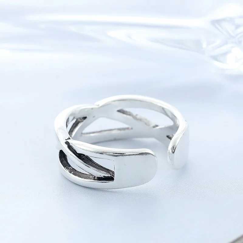 925 Sterling Silver OverlAPping Adjustable Open Rings For Women Engagement Jewelry AccESSories J251020