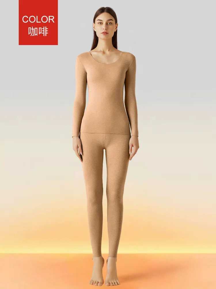 Winter Underwear Set With Seamless Brushed Round Neck Slim Fit Clothes Autumn Pants Womens Basic Warm SetT251020