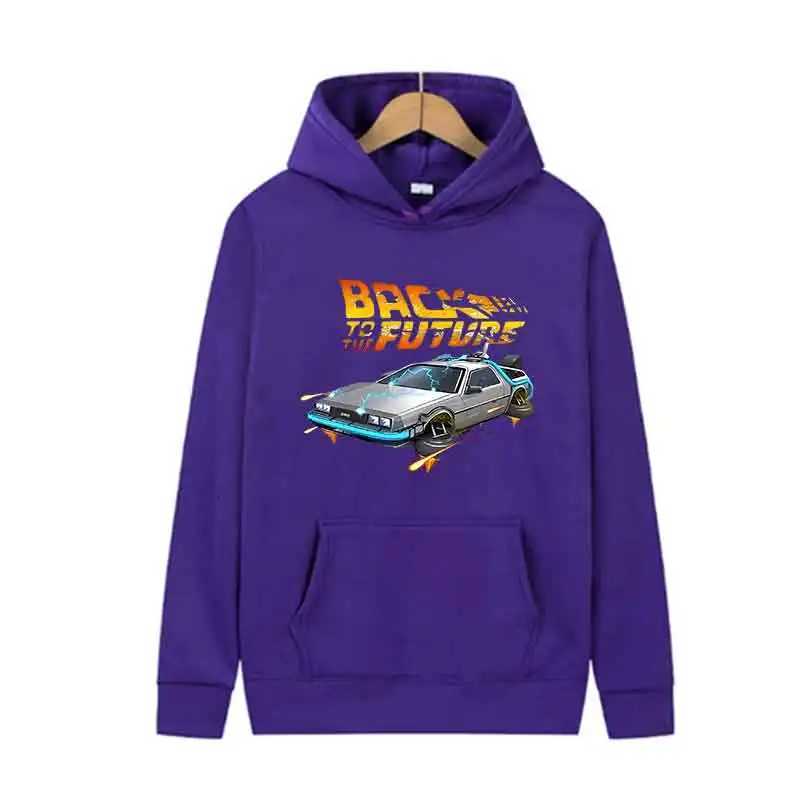 Back To The Future Retro DeLorean Car Print Hoodie Long Sleeve Tops Men Casual Streetwear Pullover Spring Autumn Unisex Clothing W251020