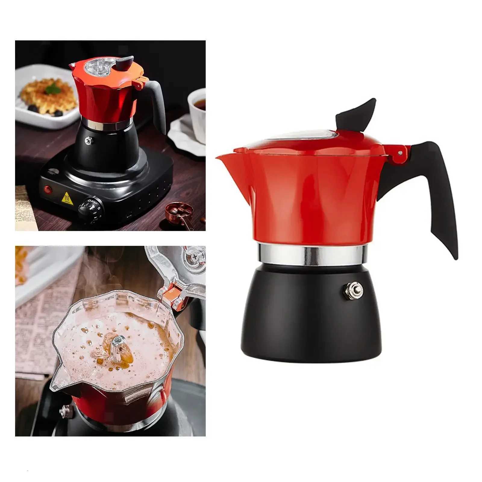 Red Premium Aluminum Stovetop resso Maker Italian Design Coffee Percolator Moka Pot Manual Cuban Camping Coffee Pot He Use Y251020