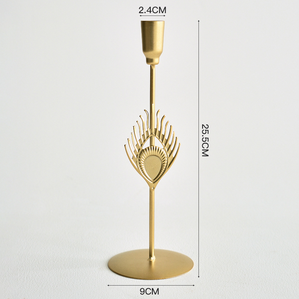 Nordic-inspired home decor: Retro candlelit dinnerware, luxurious metal crafts, romantic tableware, and candlestick ornaments H260310