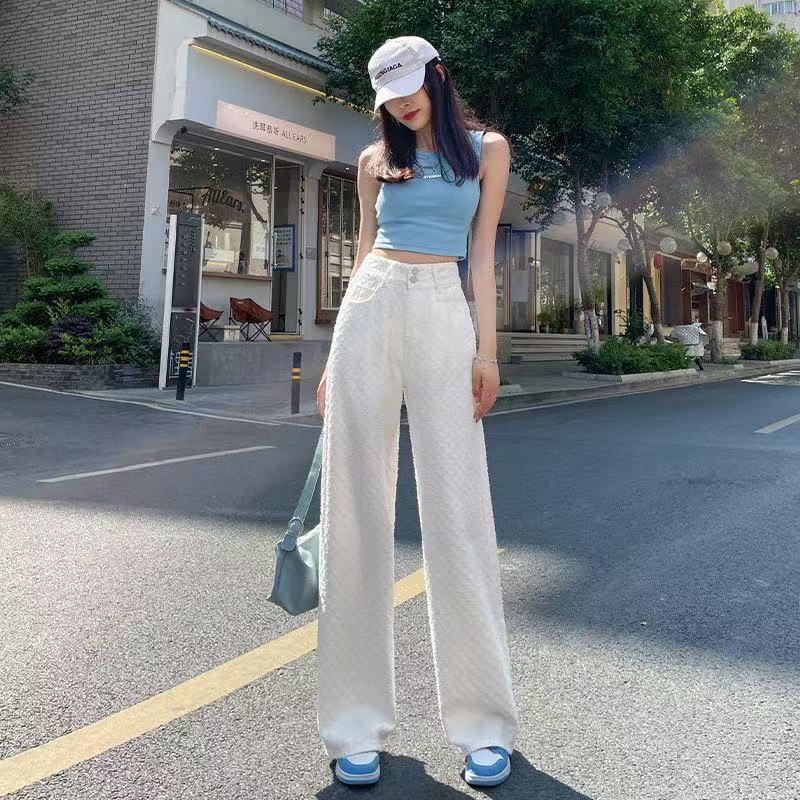 Women's Wide-Leg Jeans - 2025 New Style Spring and Autumn, High-Waisted, Loose-Fit, Slimming Straight-Leg Pants Suitable for Pear-Shaped Figures 