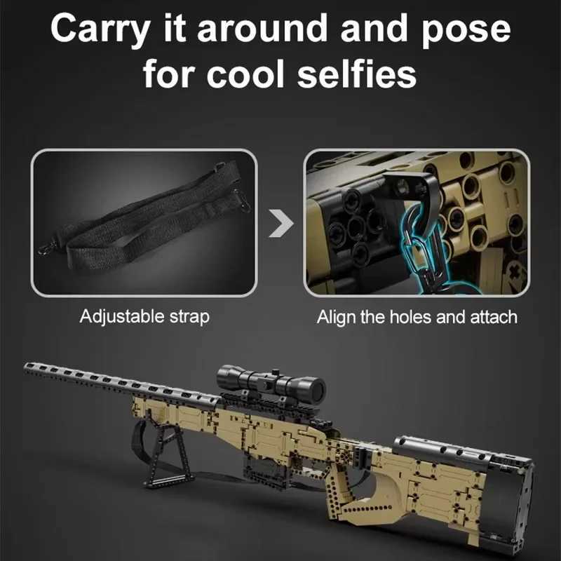 Cada 979Pcs Ci Technical Police Military Weapon M Sniper Rifle Building Blocks ModelWW2 STEM Educational Toys Kids GiftsXJ251020