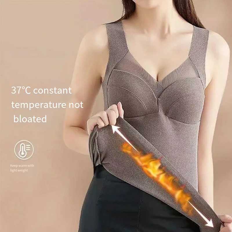 Women Autumn Winter Thermal Underwear Warm Top German Velvet Vest Inner Wear Fixed Integrated Chest Pad Lady Undershirt IntimateT251020