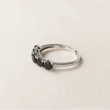 925 Sterling Silver Black White Zircon Adjustable Rings For Women Wedding Jewelry Accessories Envo Gratis J251020