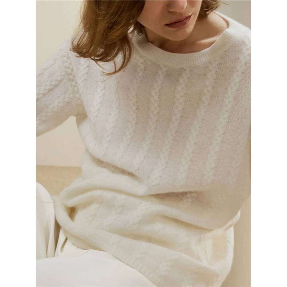 New Cashmere In Autumn Winter With Round Neck, Soft Waxy And Loose Twisted Wool Sweater 251020 251020