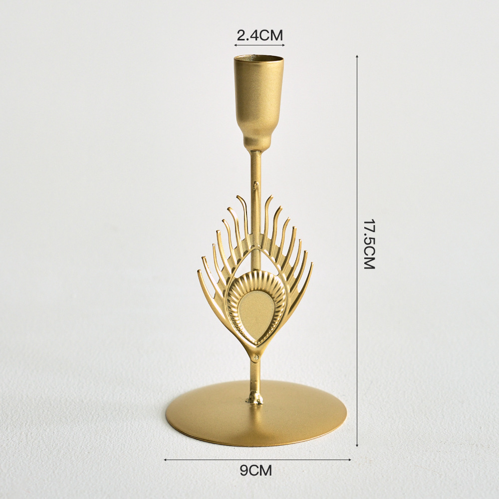 Nordic-inspired home decor: Retro candlelit dinnerware, luxurious metal crafts, romantic tableware, and candlestick ornaments H260310