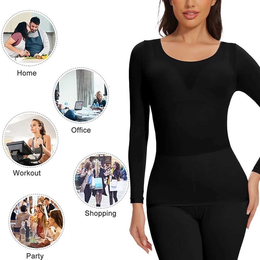 Long Sleeve Tops Womens Round Neck Slimming Shapewear Body Shaping Underwear Skinfitting Elasticity Autumn winter Base LayerT251020