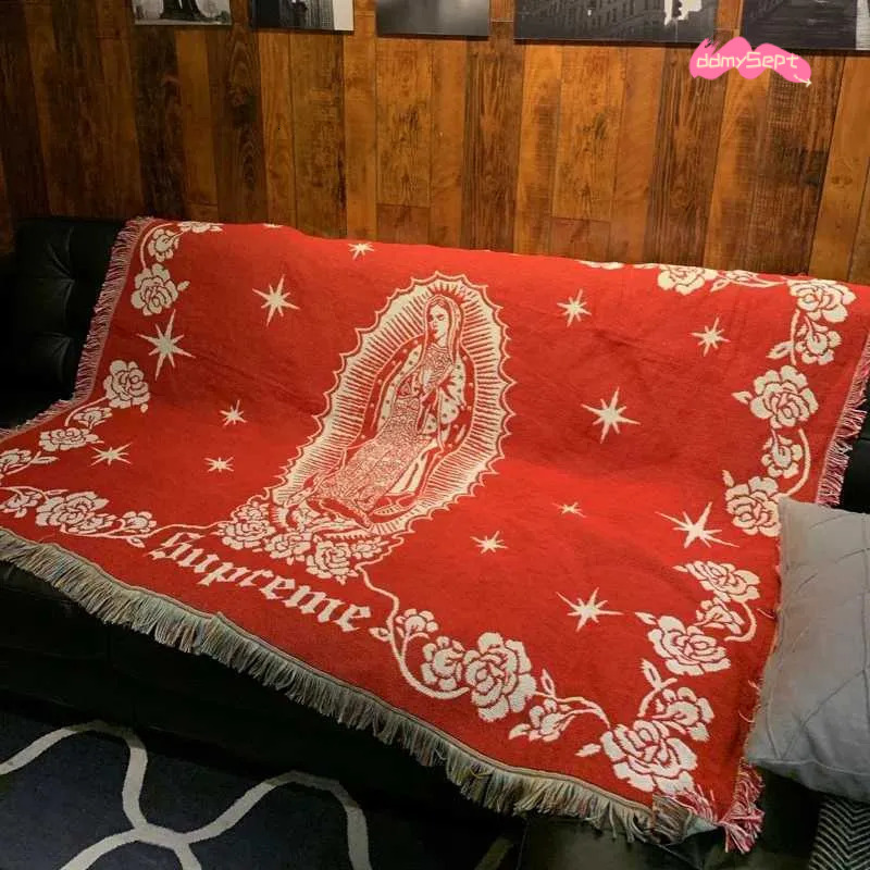 Tapestry Street Art Blanket - Virgin Mary Design, Lightweight Throw for Camping, Sofa Decor, and Xmas Blankets ddmysept