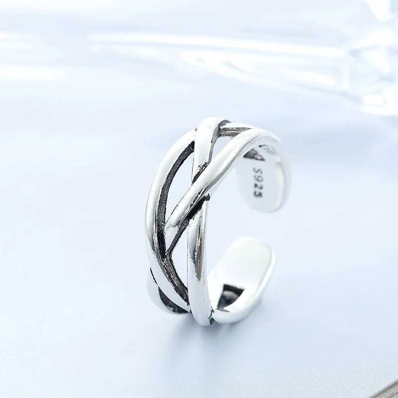 925 Sterling Silver OverlAPping Adjustable Open Rings For Women Engagement Jewelry AccESSories J251020