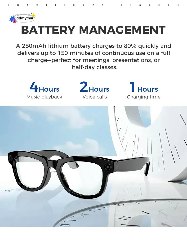 Smart Glasses with Camera: HD 1080P Video Capture Sunglasses | Polarized Lens, Security & Sports DVR Camcorder ddmythur Z260306