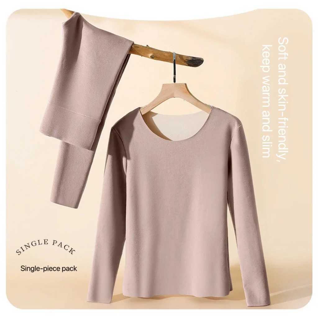 1Set Womens Thermal Underwear Set Seamless Thick Double Layer Warm Lingerie Winter Long Sleeve Bottoming Thermal Clothing SetsT251020