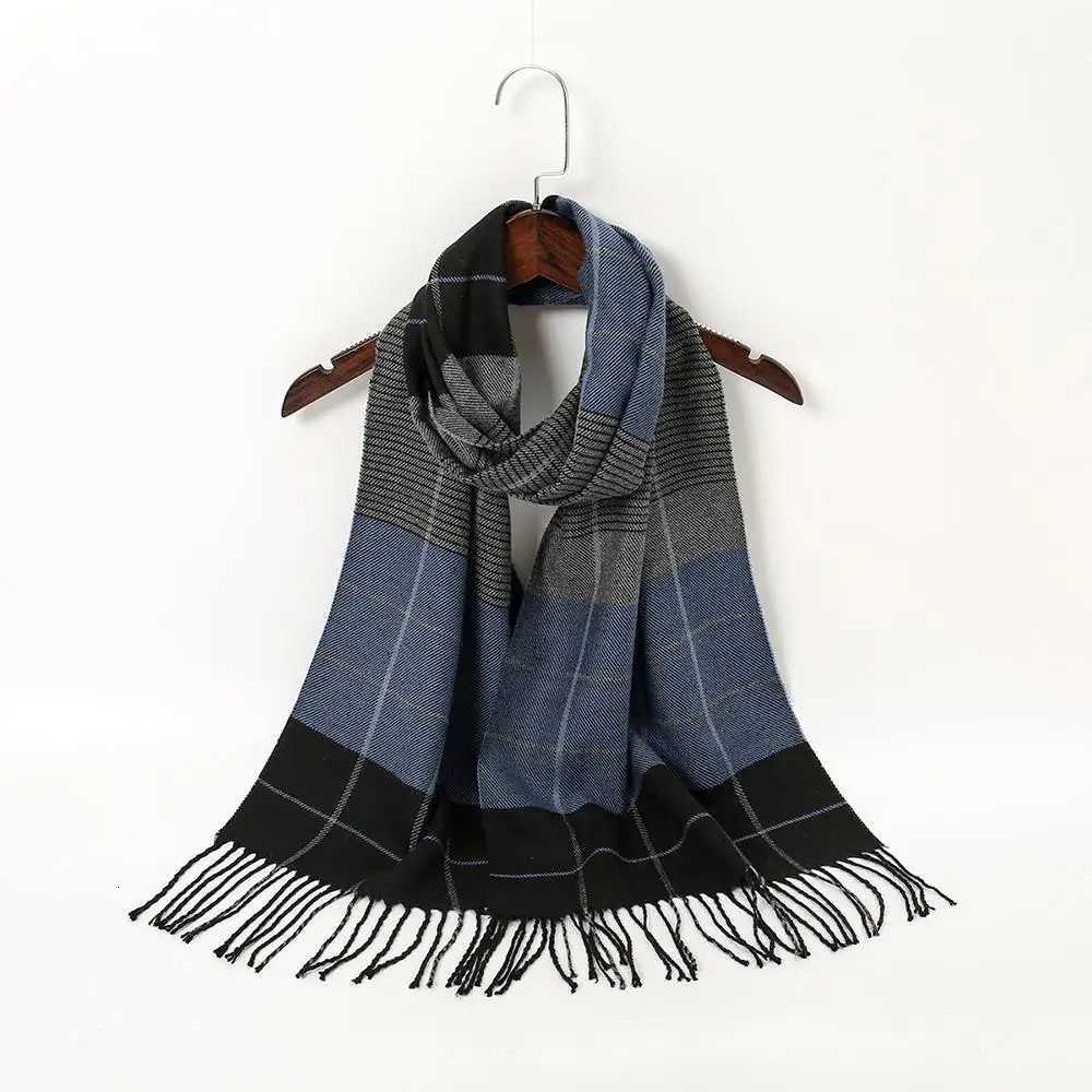 Winter Cashmere Scarf for Plaid Color Warm ShAWl Head WrAP Tassel Scarves Knitted Men Foulard Blanket ColorL251020 Z260226