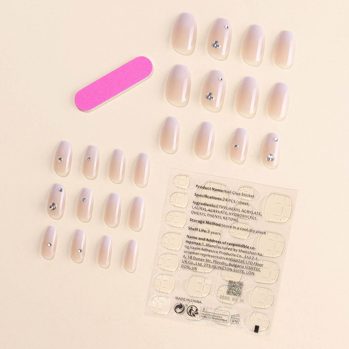 detachable presson nails with diamond tip for wearable coffin shapes