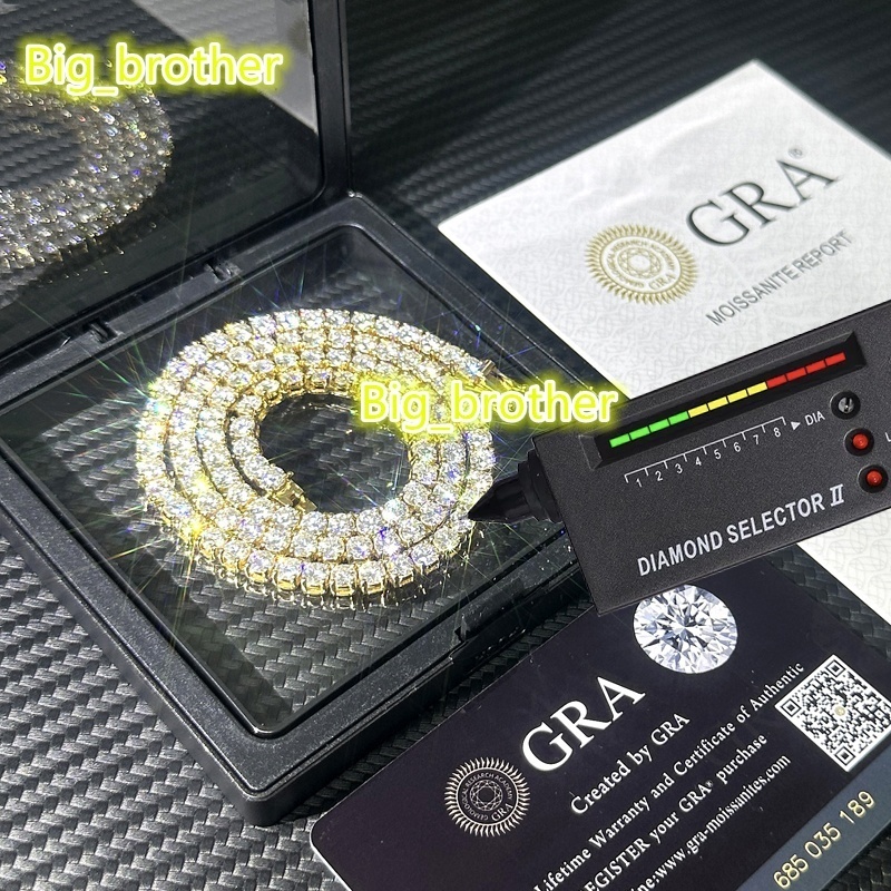 In Stock Fast Delivery Wholesale VVS 3mm 4mm 5mm Moissanite Tennis Chain Iced Out Women Fine Jewelry Moissanite Tennis Necklace