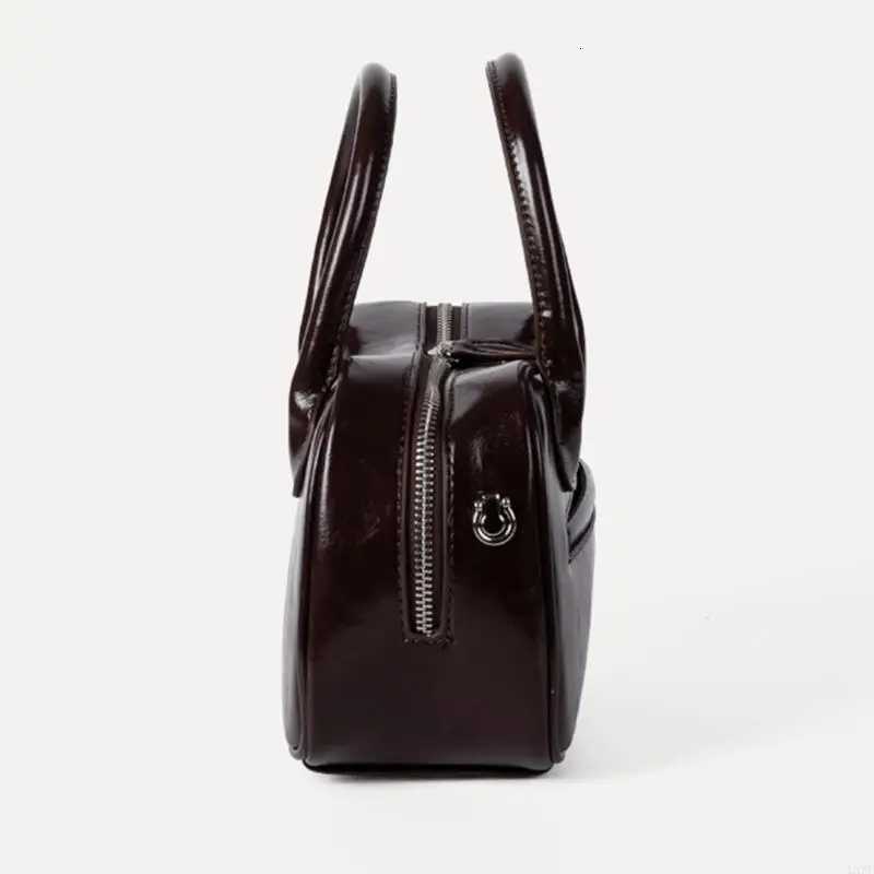 LX9F Handheld Bowling Bag PU Leather Crossbody Purse for Women Square Shoulder Bag with Adjustable Strap for Work and TravelT251020