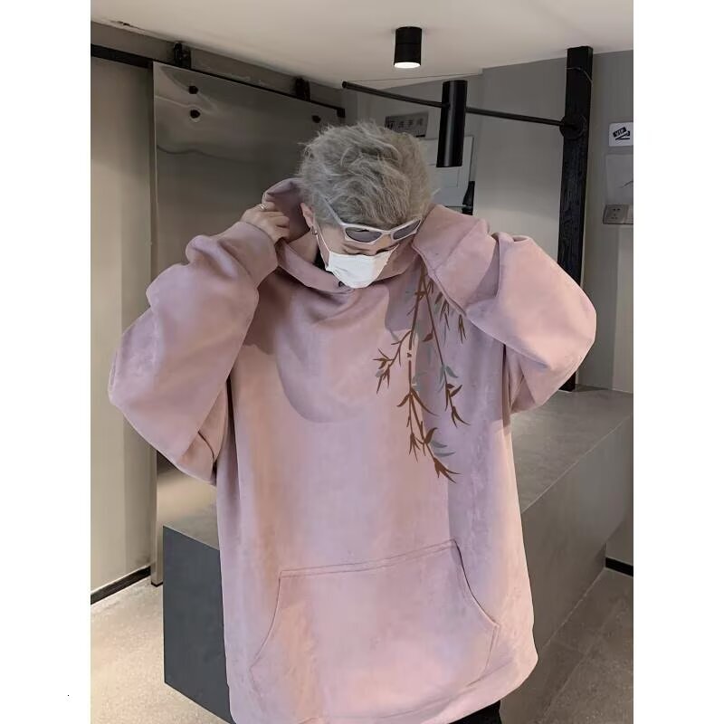 New Chinese Style Suede Hooded Sweatshirt For Men, Hong Designer Hoodie Jacket Tracksuit Men Polo Veste Coat Kong Style Loose Hoodie, Trendy Brand Hea