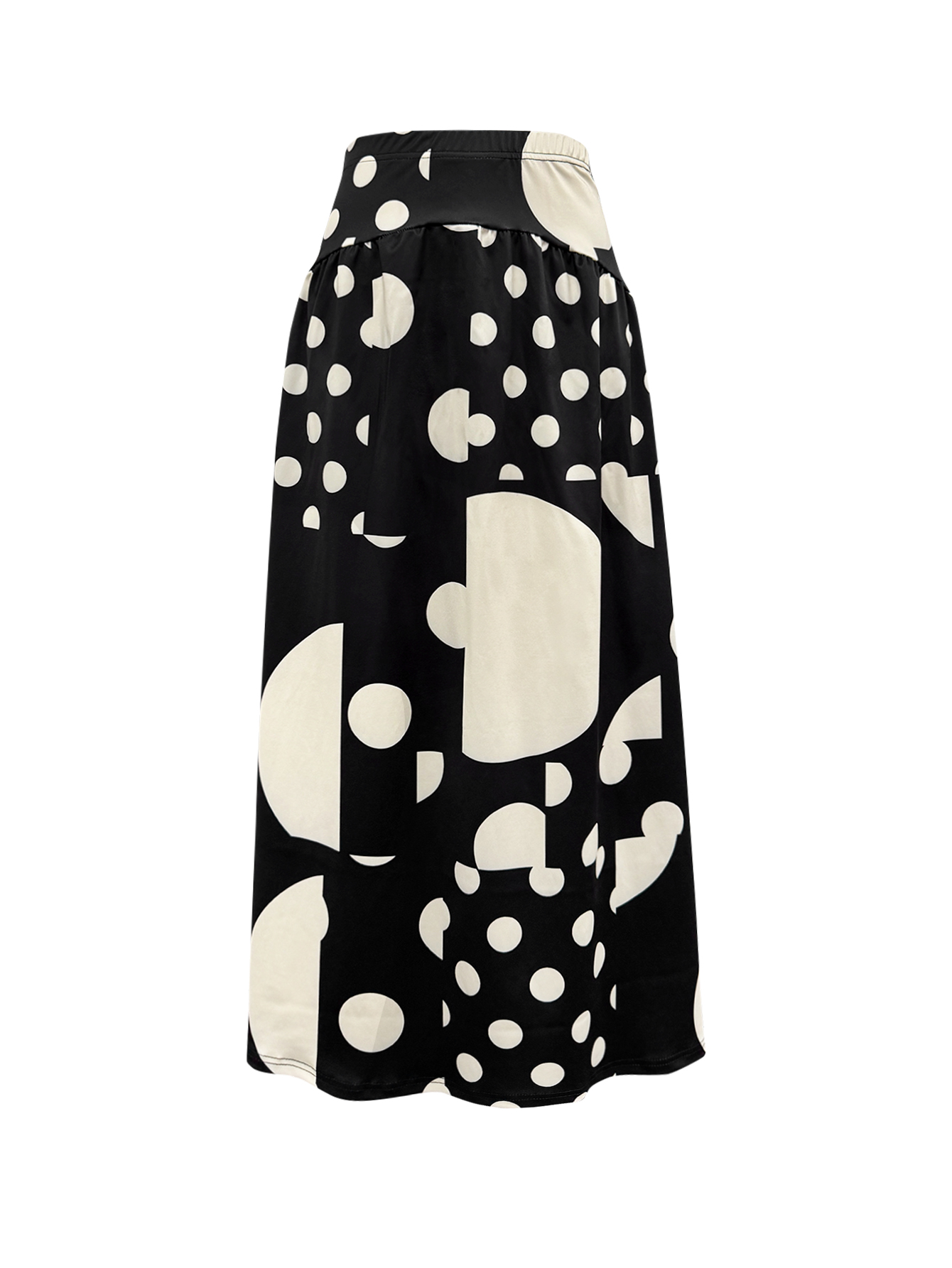 Women's Autumn & Winter New Fashion Commute High - Waist Midi Skirt, Geometric Printed Milk Silk Skirt-CF56229