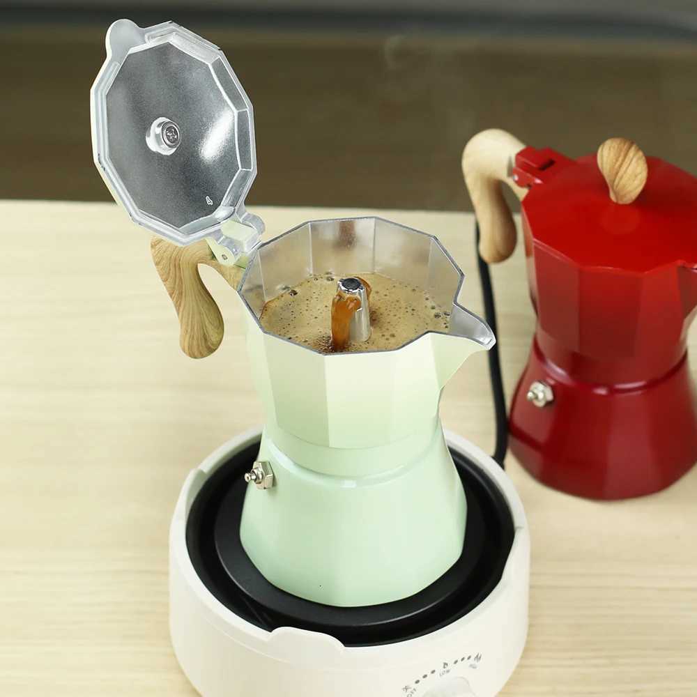 3cup gradient color mocha pot concend extraction coffee pot essential for he outdoor camping and off use Y251020