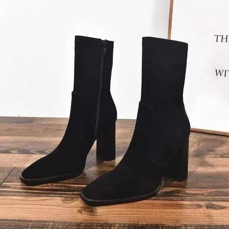 Women Ankle Boots 2025 New Square Heel Platform Boots Women Sexy High Heels Shoes Winter Casual Fi Boots Shoes for WomenXJ251020