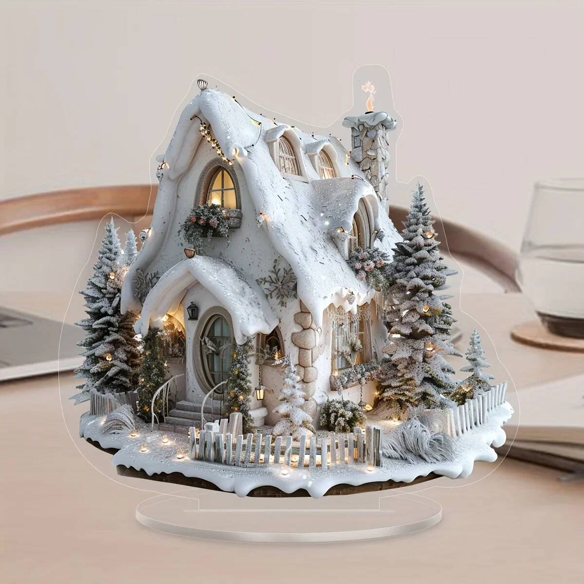 1pcs Reindeer Figurine 2D Acrylic Christmas Santa Claus on Sleigh Decoration Holiday 2025 Party Supplies ddmynov - view 5