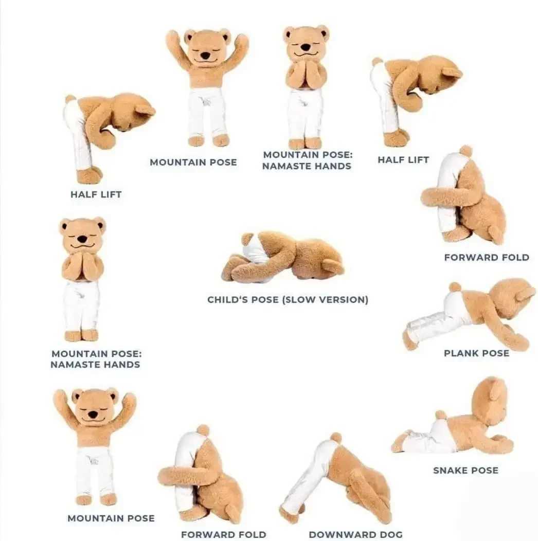 13PCS Cute Ins Yoga Bear Doll Hundreds of Shape Plush Doll Childrens Plush Toys Sleeping Doll Creative Joints Adjustable Bear J251020