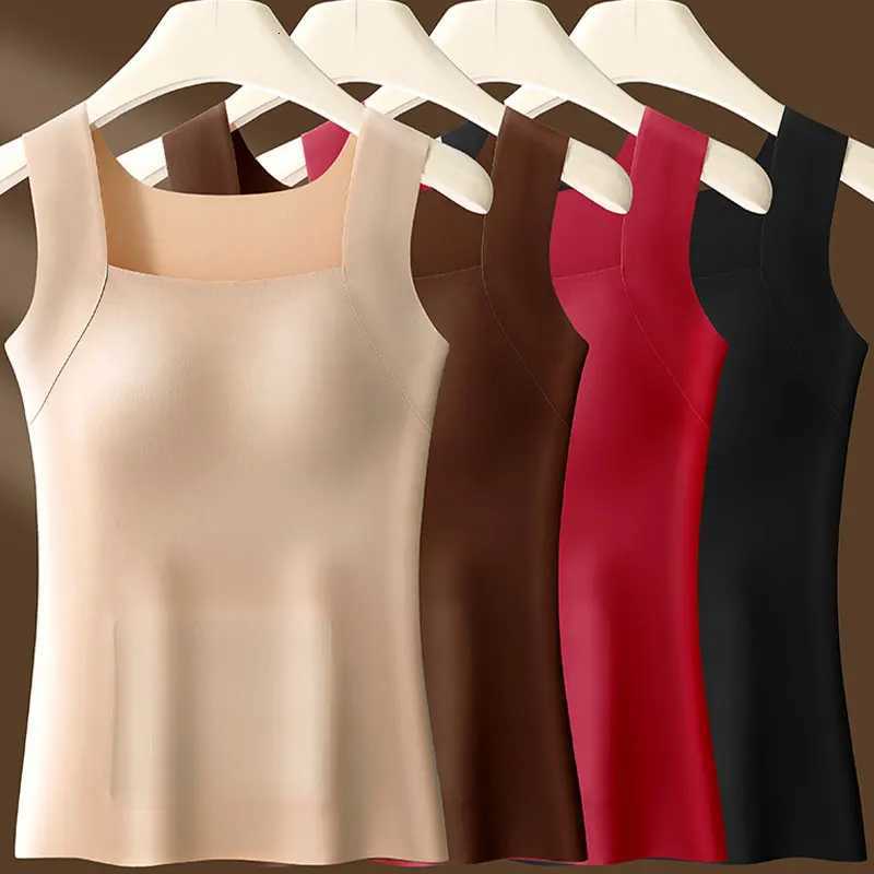 Thermal Underwear Winter New Heating Velvet Warm Tank Tops Solid Color Underwear Women Bottoming Wear Slim WaistcoatT251020