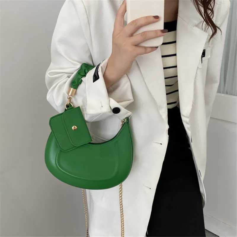 Solid Color Leather Handbag with Small Bag Stylish Underarm Shoulder Bag Fashion Pleated Tote Bag Simple Chain Cross Body BagsT251020