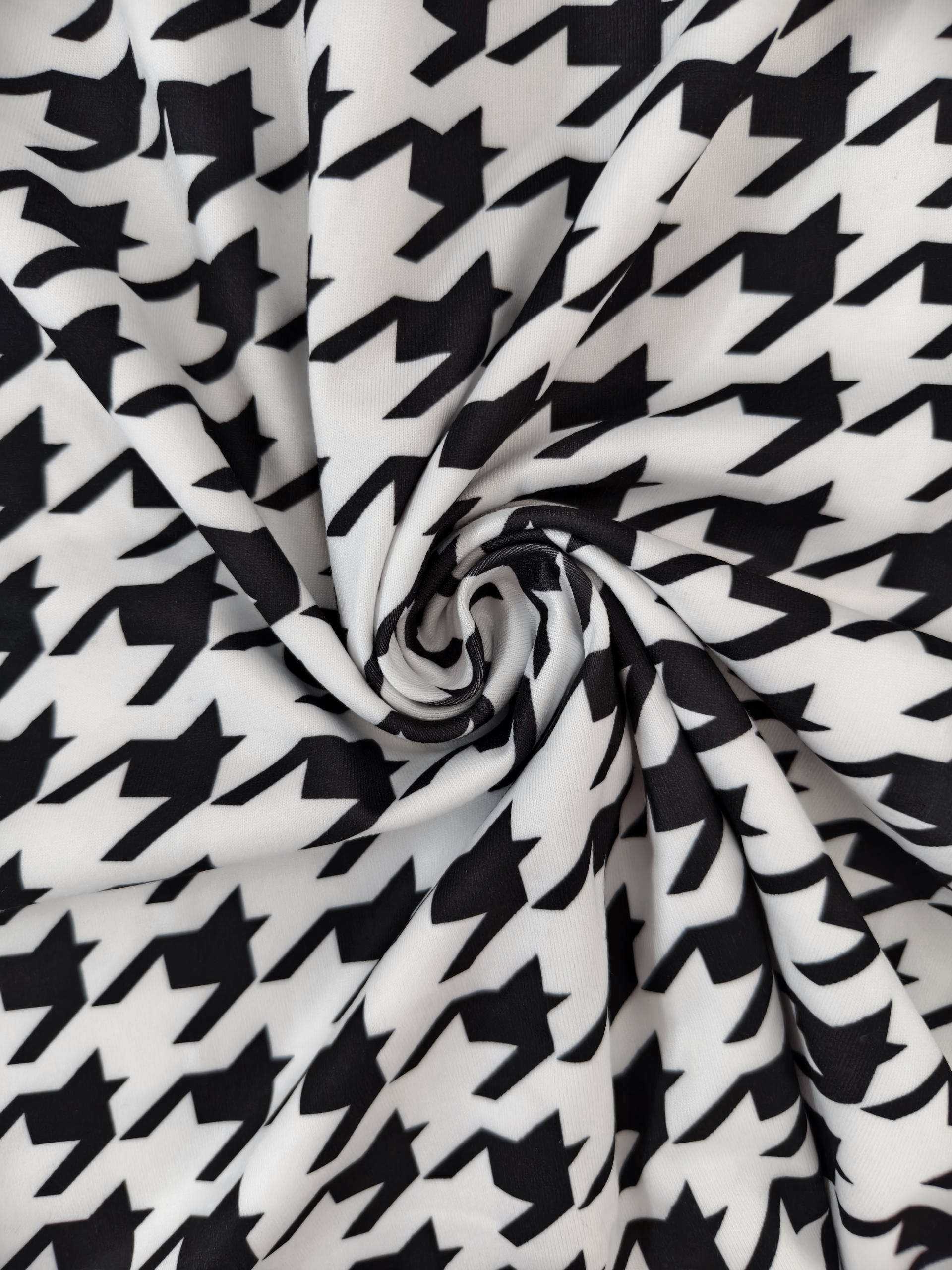 Women's Autumn & Winter New Houndstooth Print Off - Shoulder Dress, Fashion Commute Milk Silk Midi Dress-CF55167