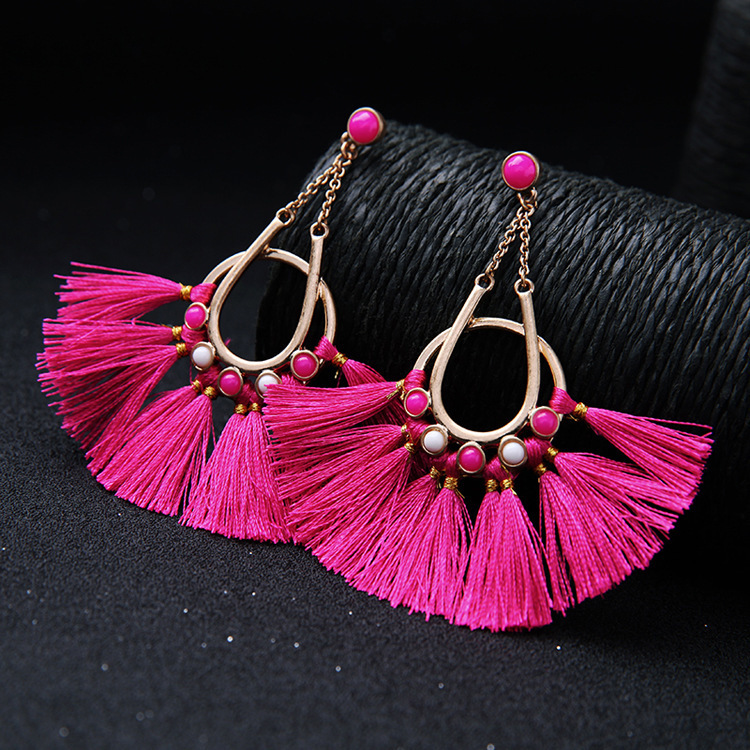 KpacoTa Soutache jewelry Tassel Drop Earrings Ethnic boho weave large Hoop Soutache earring white blue colorful women gift 241227
