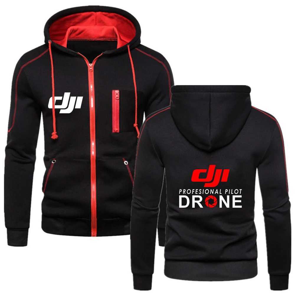 Dji Professional Pilot Drone Printed Mens Hoodie Warm Hooded Sweatshirt Coat Tops Jacket Outwear Zip Up Jumper Sweater W251020