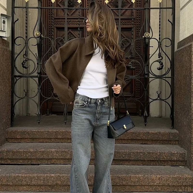 Autumn Jackets Womens Coats Chic Loose Lapel Warm Street Simple Casual Joker Youth Outerwear 251106