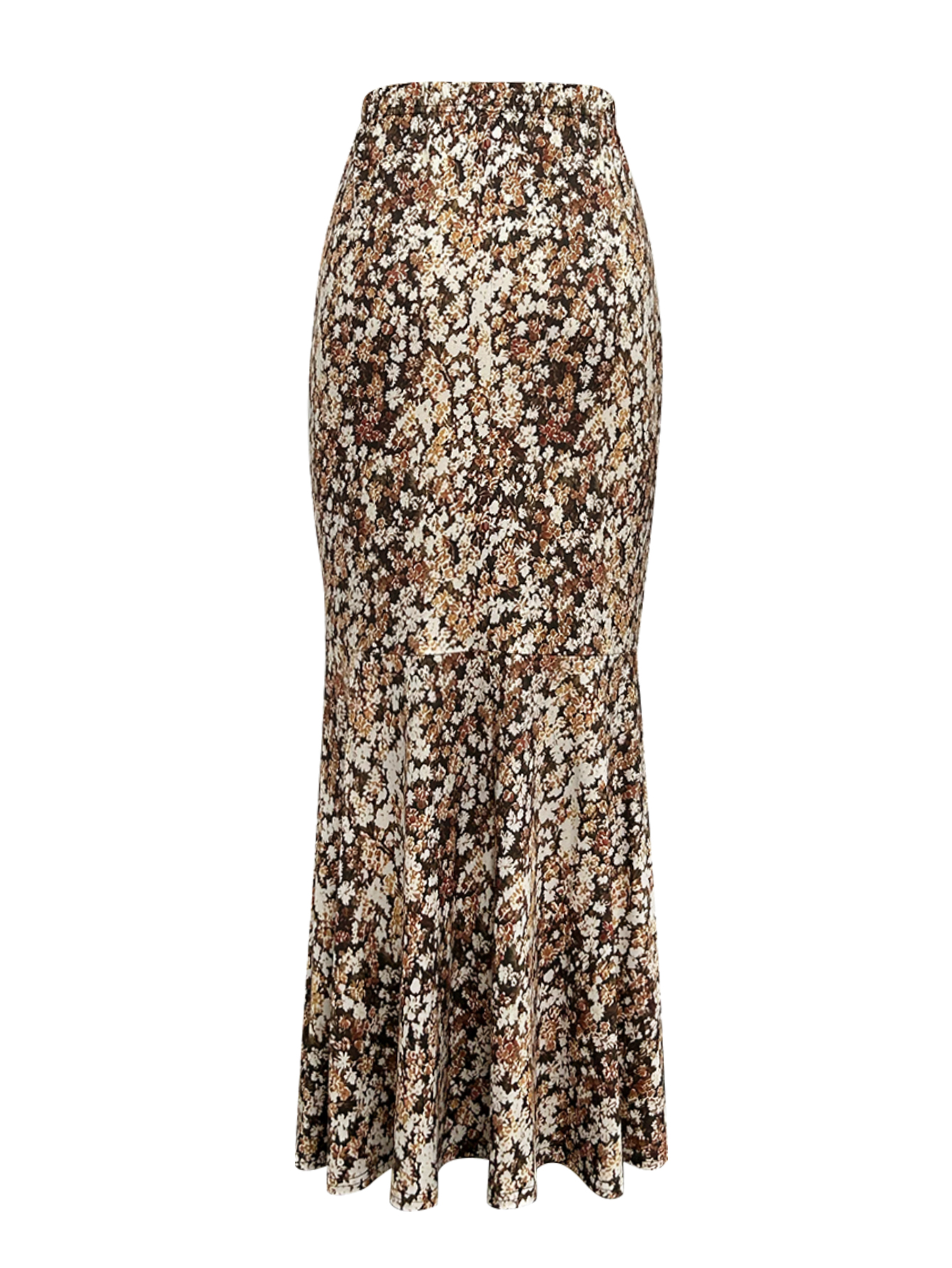 Women's Autumn & Winter Fashion Elegant Milk Silk Midi Skirt, Casual Elastic Waist Floral Printed Skirt for Office & Outing-CF56409