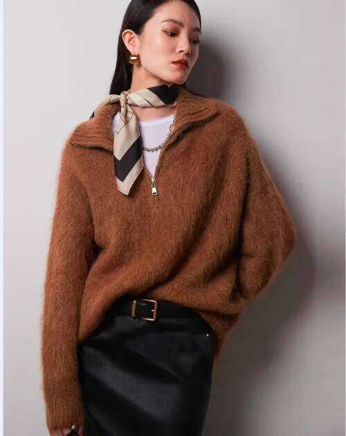 Winter New Stand-Up Collar Pullover Fluffy Mink Cashmere Sweater Long Sleeves Women High Quality Jz001 251020 251020