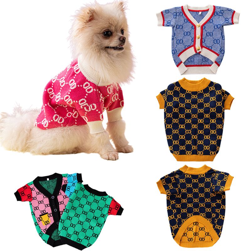 Designer Dog Clothing Knitted Brand Dog Apparel Dog Sweater Dog Supplies Winter Warm Pet Sweater Cold Weather Pet Coat Puppy Jumper Clothing