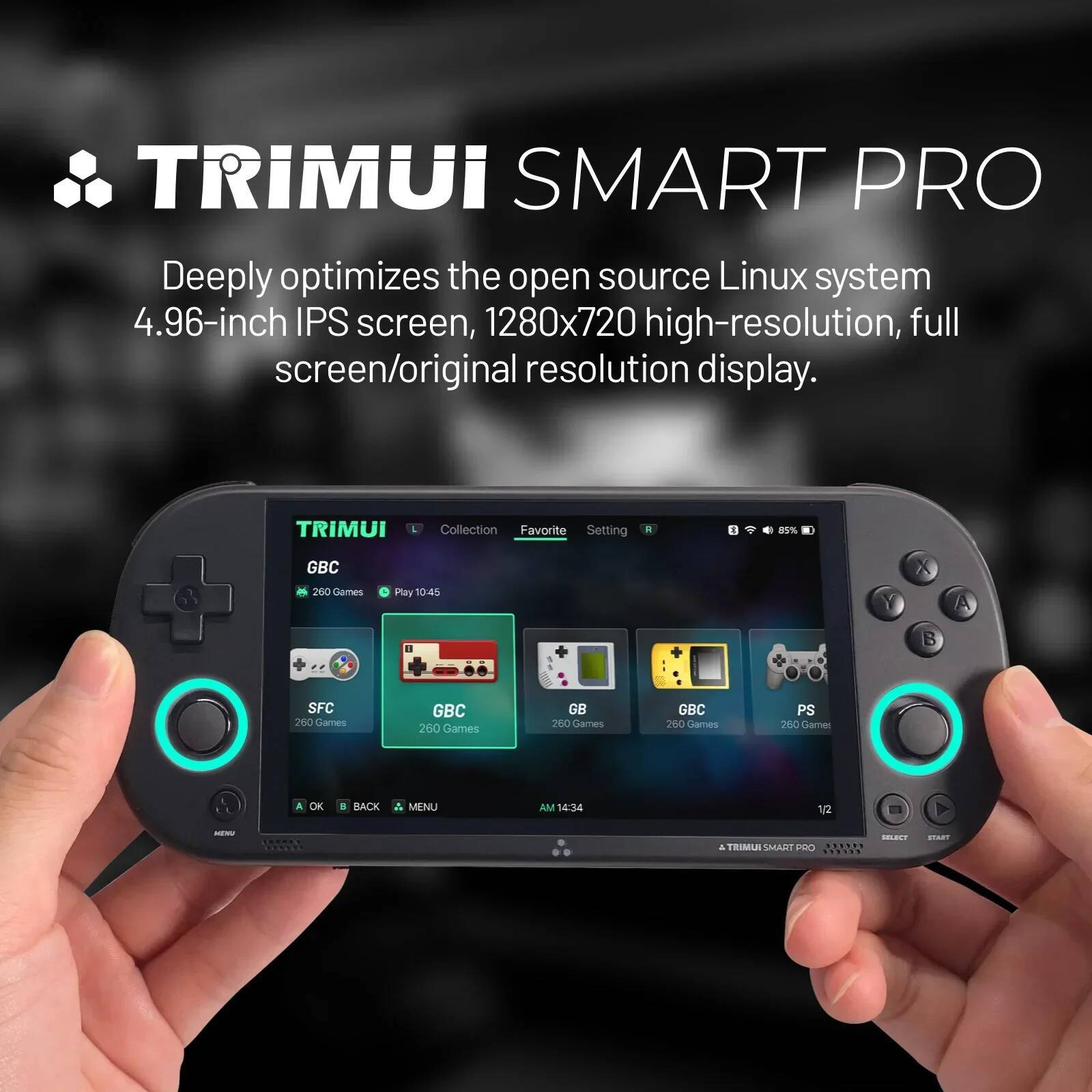Trimui Smart Pro Handheld Console 4.96''IPS Screen Linux System Joystick RGB Lighting Smartpro Retro Video Game Player Gift