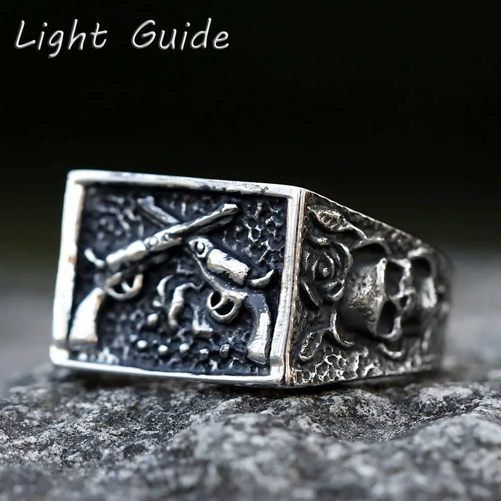 2022 NEW Mens 316L stainlesssteel rings Punk Rock Gothic Pistol skull ring for teens fashion Jewelry for gift free shipping J251020