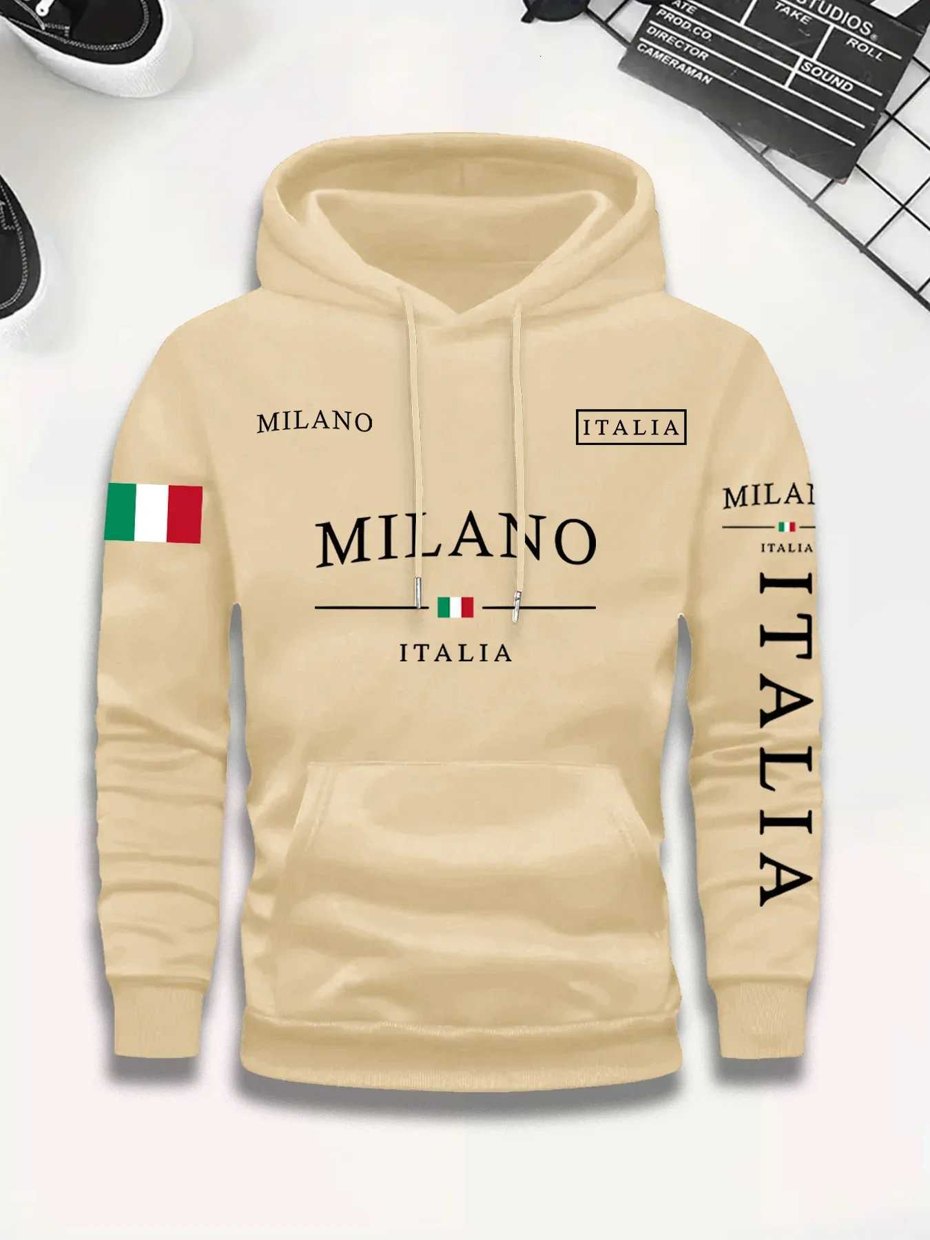 The mens hooded sweatshirt for autumn and winter 2025 features a casual fashionable soft and comfortable 3D printed pattern W251020