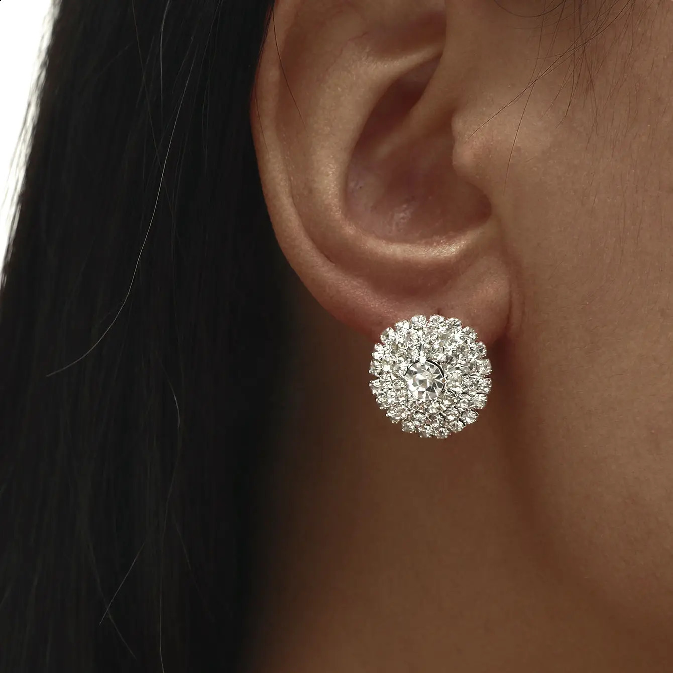 Women Fashion Shiny Rhinestone Big Drop Dangle Earrings Maxi Evening Dress Statement Earrings Accessories Wedding Bride Jewelry 251016