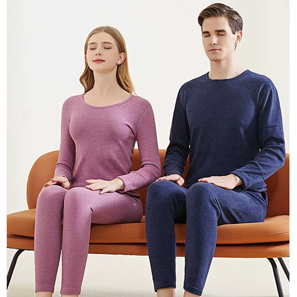 Women Thermal Underwear 2025 Woman Winter Clothing Tops Warm Pants Doublelayer Thickened And Velvet Round Neck Thermo UnderwearT251020