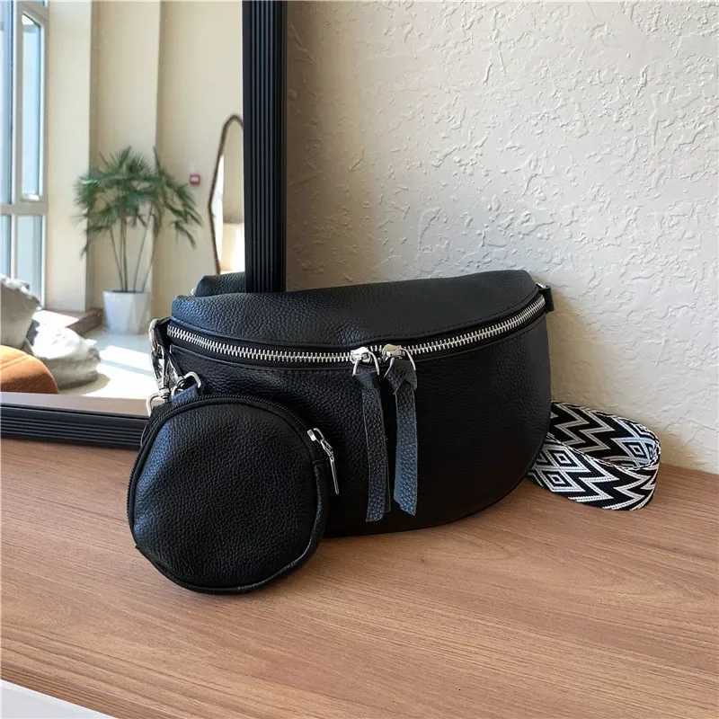 Genuine Leather Women Shoulder Crossbody Bags Luxury Cow Leather Chest Bag With Small Purse Female Handbags Waist BagT251020