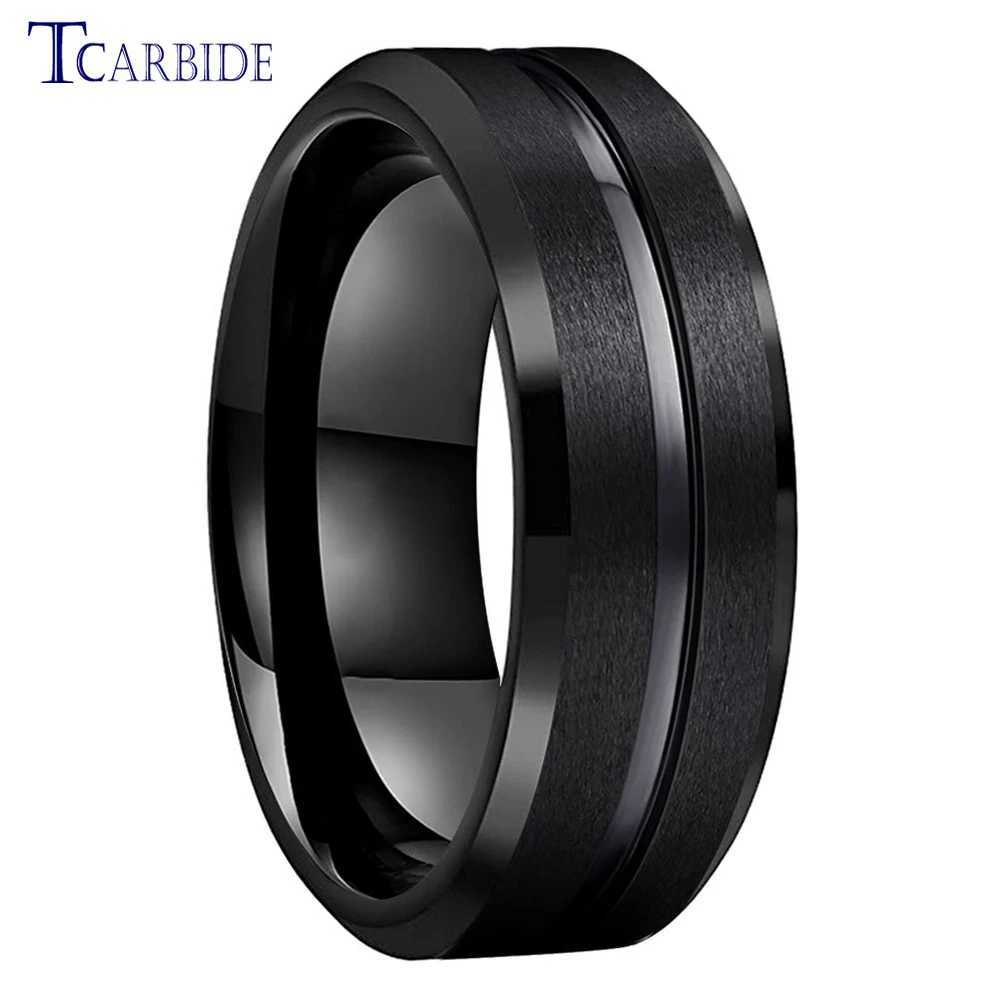 8mm Stainless Steel Wedding Ring Men Women Daily Life Gift Jewelry Grooved Beveled Brushed Comfort Fit J251020
