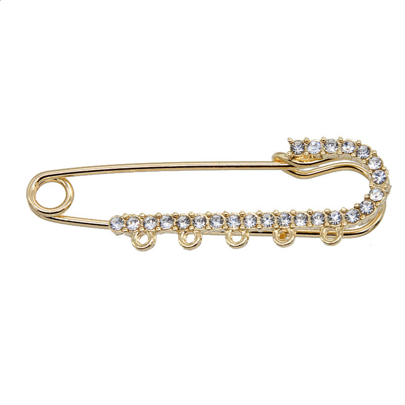 2pcs/lot Gold Plated Muslim Islamic Baby Pins Rhinestone Baby Stroller Safety Pins With Loops for born Gift Jewelry Making 250103