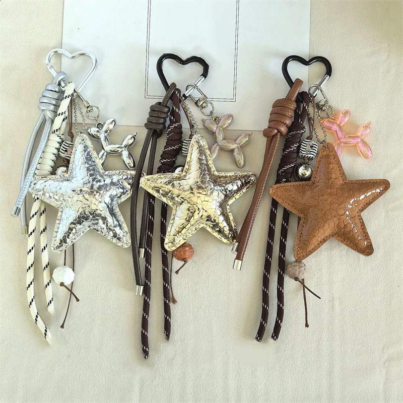 PU Leather Starfish Bag Charm Cute Decorative Keychain Decoration Fashion Braided Rope Bag Accessorie 251030