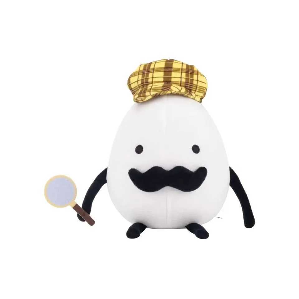 White 25cm Cartoon Detective Egg Plush Pillow Game Peripherals Doll Gift Fans Toys Soft Plush Pillow Toy for Kids J251020